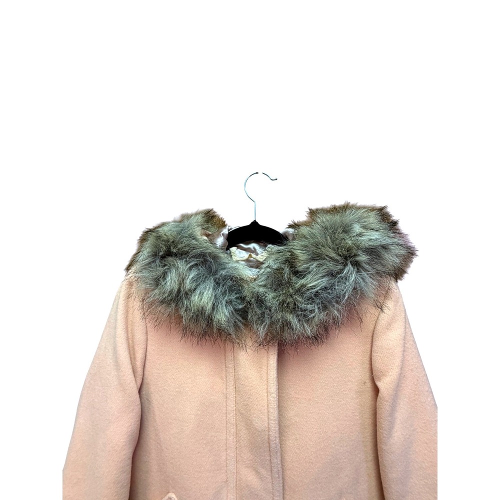 NWT J.Crew Chateau Parka Peach Wool Blend Faux Fur Hood Coat E3931 Size 0 - Picture 3 of 7